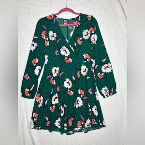 Express Green Floral Mini Dress